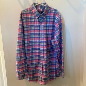 Vineyard Vines Pink and Blue Plaid Youth Shirt, size 12-14